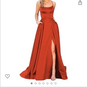 Satin rust formal dress